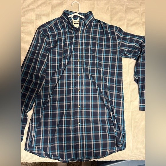 Wrangler Shirt Mens LT Riata Blue Check Country Western - Picture 1 of 2